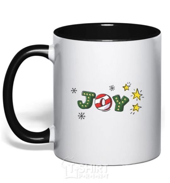 Mug with a colored handle Joy holiday black фото