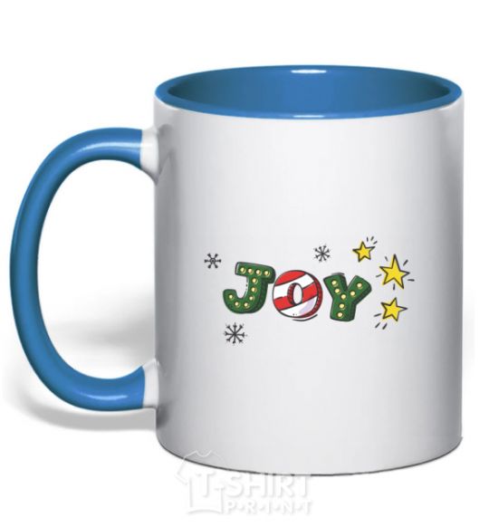 Mug with a colored handle Joy holiday royal-blue фото
