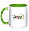 Mug with a colored handle Joy holiday kelly-green фото