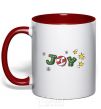 Mug with a colored handle Joy holiday red фото