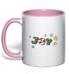 Mug with a colored handle Joy holiday light-pink фото