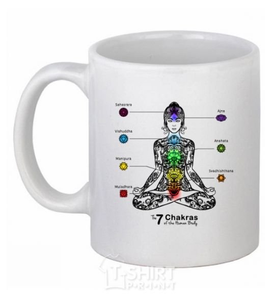 Чашка керамическая The 7 chakras Белый фото