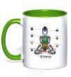 Mug with a colored handle The 7 chakras kelly-green фото