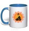 Mug with a colored handle India print royal-blue фото