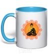 Mug with a colored handle India print sky-blue фото