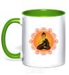 Mug with a colored handle India print kelly-green фото