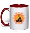 Mug with a colored handle India print red фото