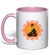 Mug with a colored handle India print light-pink фото