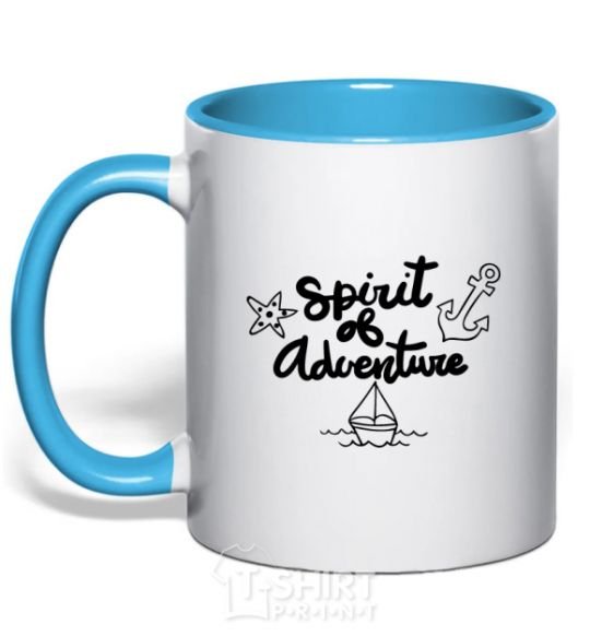 Mug with a colored handle Spirit of adventure V.1 sky-blue фото