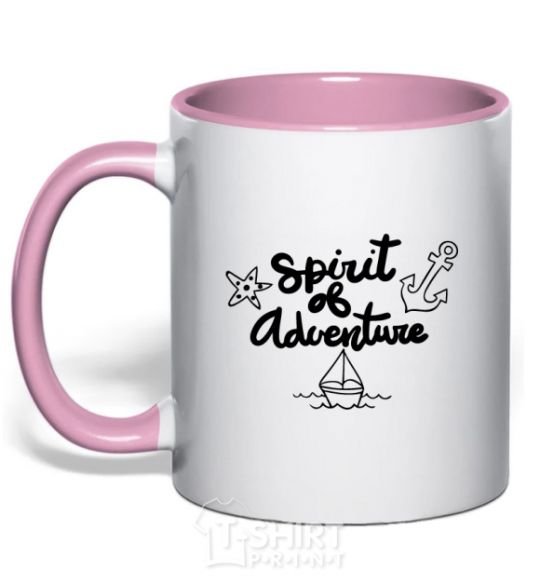 Mug with a colored handle Spirit of adventure V.1 light-pink фото