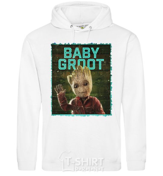 Мужская толстовка (худи) Baby groot Белый фото