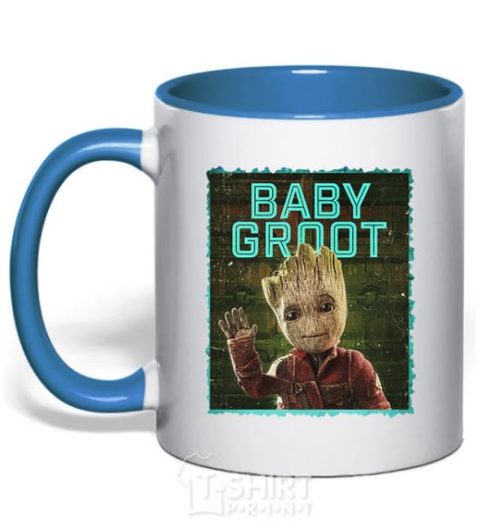 Чашка с цветной ручкой Baby groot Ярко-синий фото