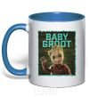 Mug with a colored handle Baby groot royal-blue фото