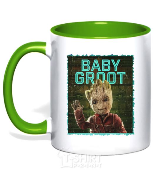 Mug with a colored handle Baby groot kelly-green фото