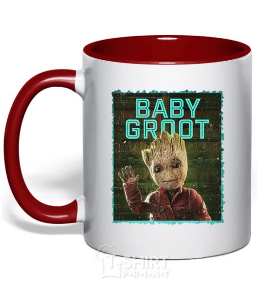 Чашка с цветной ручкой Baby groot Красный фото