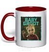 Mug with a colored handle Baby groot red фото