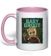 Mug with a colored handle Baby groot light-pink фото