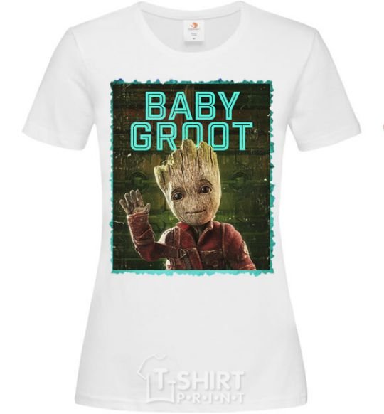 Женская футболка Baby groot Белый фото