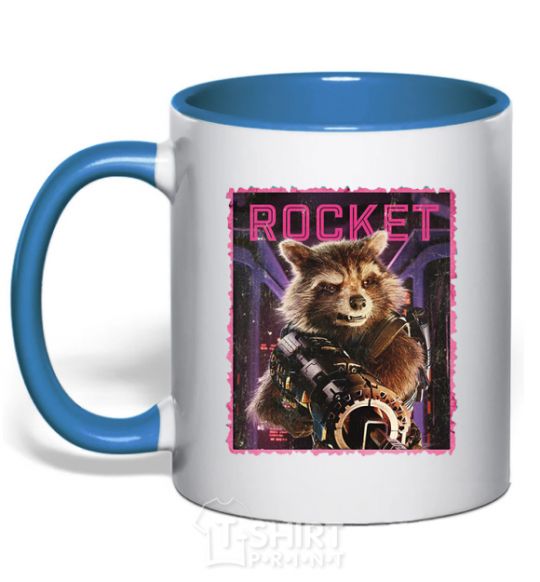 Mug with a colored handle Rocket royal-blue фото
