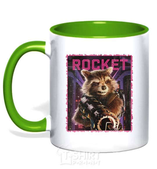 Mug with a colored handle Rocket kelly-green фото