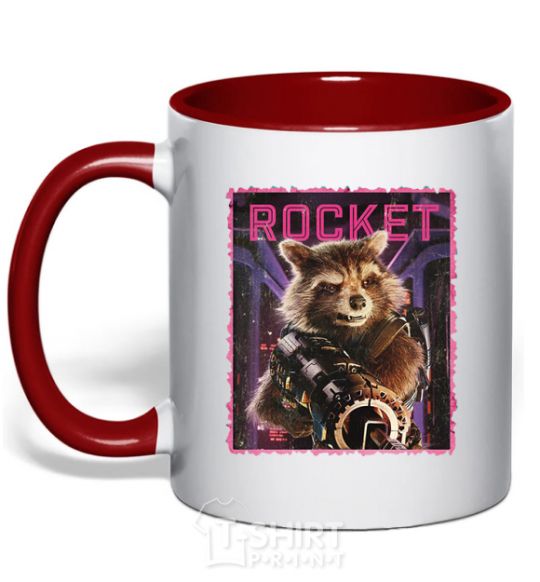 Mug with a colored handle Rocket red фото