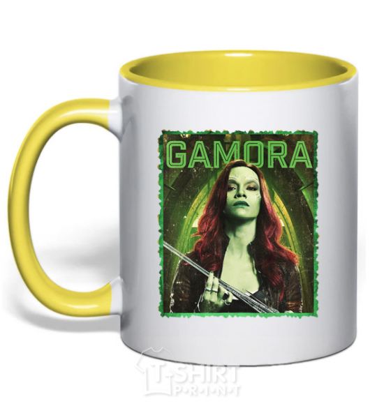 Mug with a colored handle Gamora yellow фото