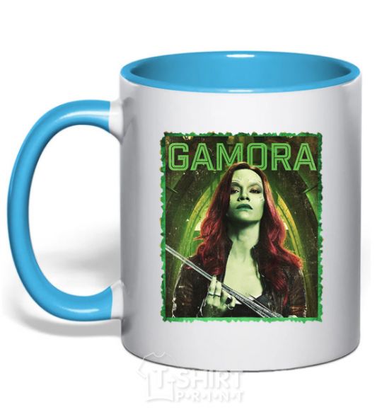 Mug with a colored handle Gamora sky-blue фото