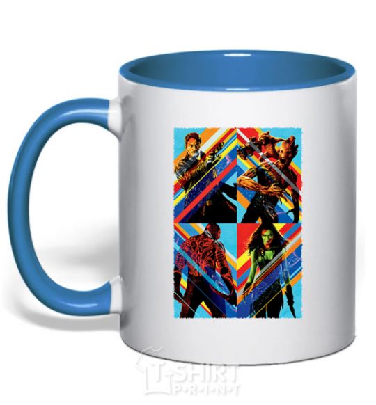 Mug with a colored handle Guardians of the galaxy bright royal-blue фото