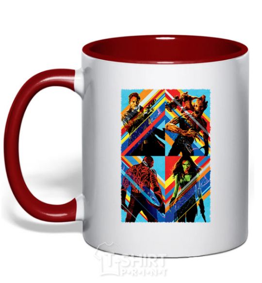 Mug with a colored handle Guardians of the galaxy bright red фото