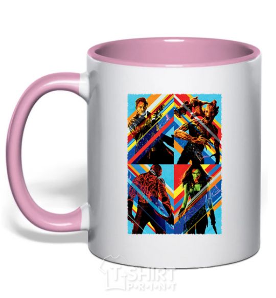 Mug with a colored handle Guardians of the galaxy bright light-pink фото