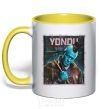 Mug with a colored handle Yondu yellow фото