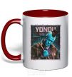 Mug with a colored handle Yondu red фото