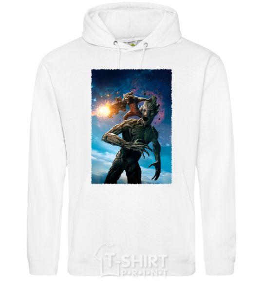 Men`s hoodie Groot and Rocket White фото