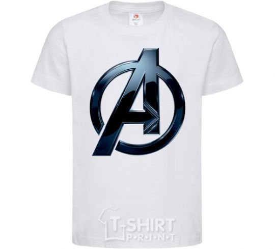 Kids T-shirt Avengers logo metal White фото
