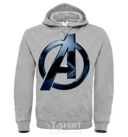 Men`s hoodie Avengers logo metal sport-grey фото