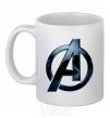 Ceramic mug Avengers logo metal White фото