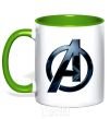 Mug with a colored handle Avengers logo metal kelly-green фото