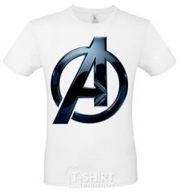 Men's T-Shirt Avengers logo metal White фото