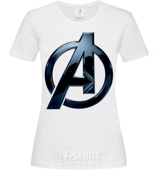 Women's T-shirt Avengers logo metal White фото