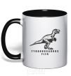 Mug with a colored handle Tyrannosaurus flex black фото