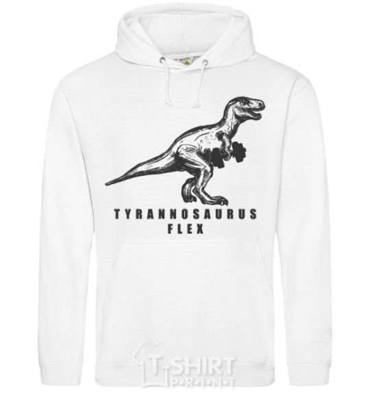 Мужская толстовка (худи) Tyrannosaurus flex Белый фото