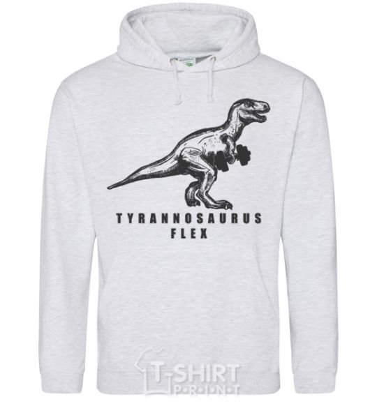 Мужская толстовка (худи) Tyrannosaurus flex Серый меланж фото