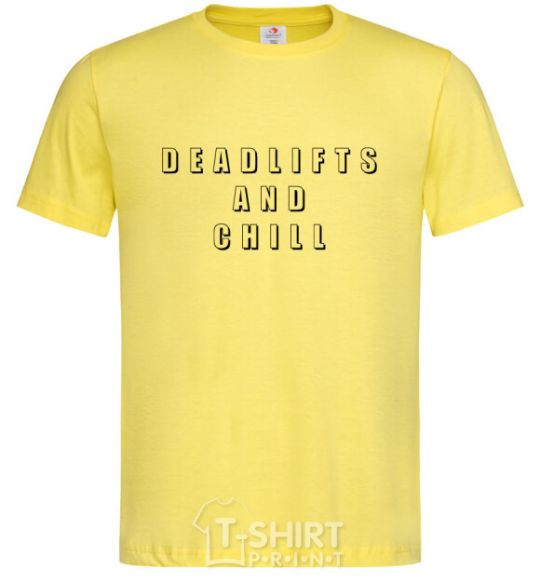Мужская футболка Deadlifts and chill Лимонный фото