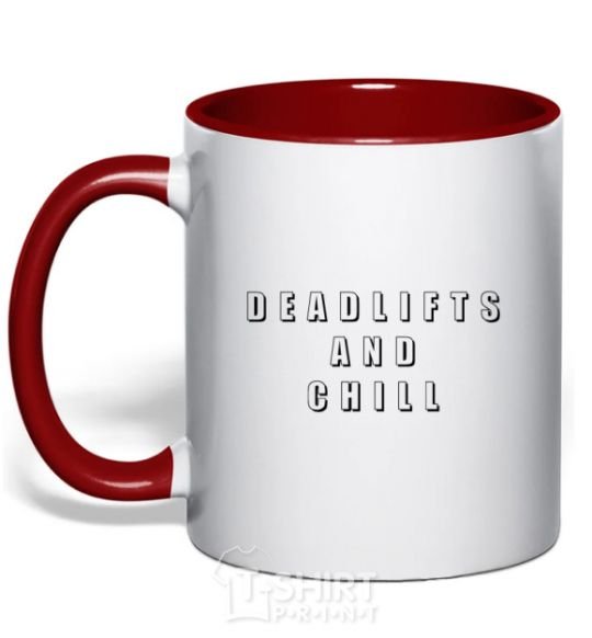 Mug with a colored handle Deadlifts and chill red фото