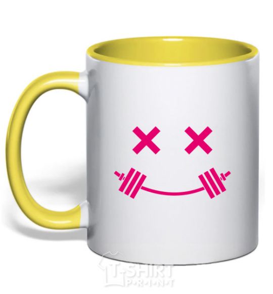 Mug with a colored handle Flex smile yellow фото