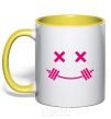 Mug with a colored handle Flex smile yellow фото