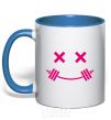 Mug with a colored handle Flex smile royal-blue фото