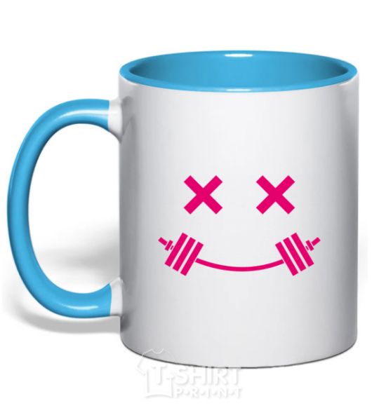 Mug with a colored handle Flex smile sky-blue фото