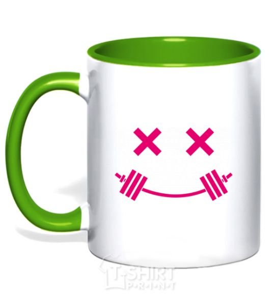 Mug with a colored handle Flex smile kelly-green фото