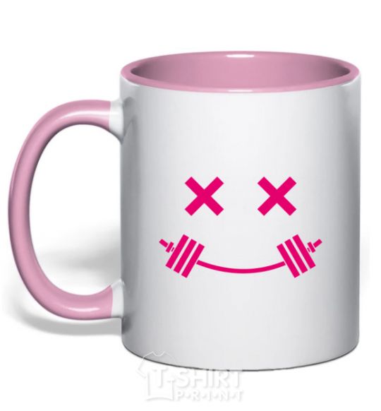 Mug with a colored handle Flex smile light-pink фото